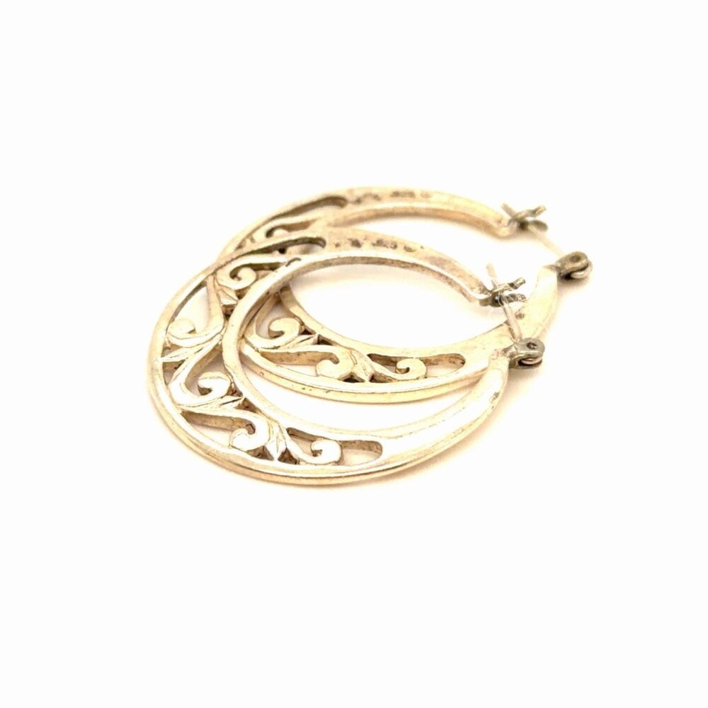 Silver 925 Scroll‎ Hoops Earrings